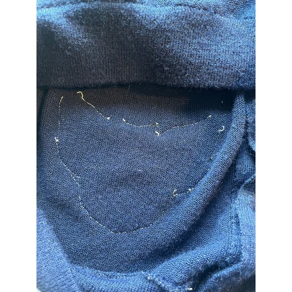 JC Penny VTG Fox Sweater LARGE Navy Cardigan with Owl Patch GUC - Picture 4 of 8